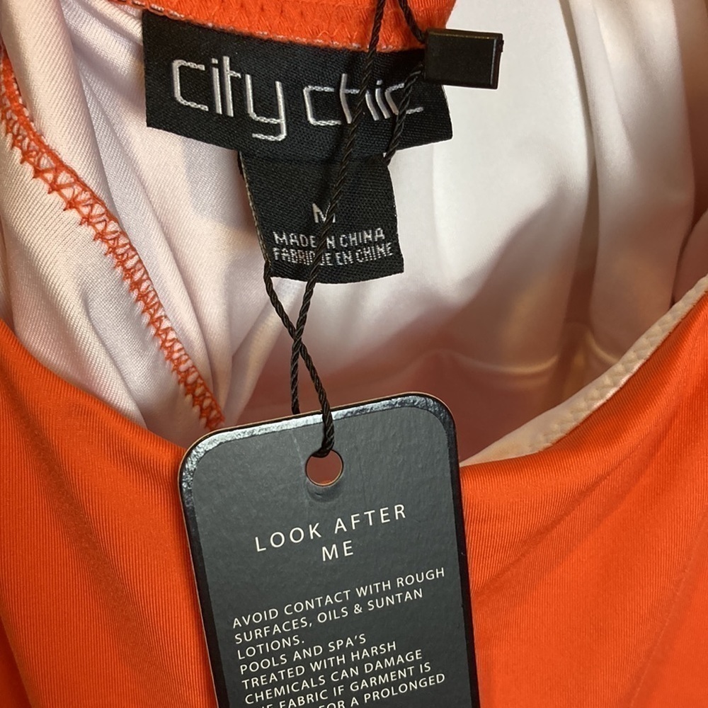 CITY CHIC Majorca 1 Piece Swimsuit Sunburst Orange Sz 18 Plus Size Vacation NWT - Picture 13 of 16